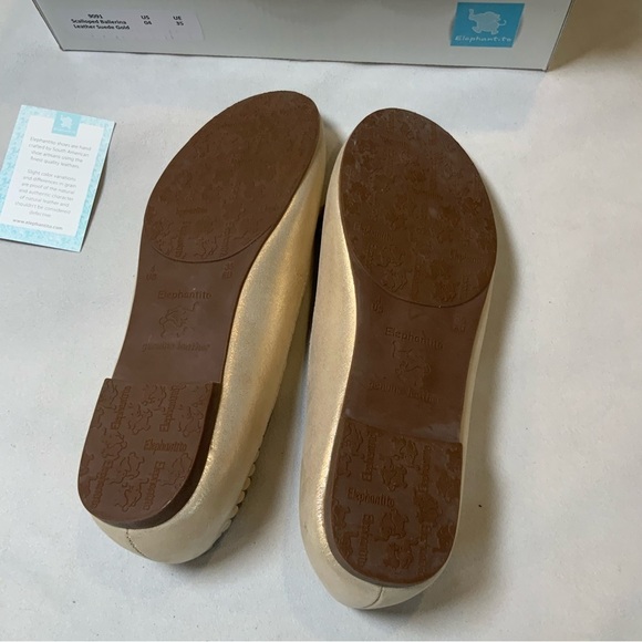 ELEPHANTITO SCALLOPED BALLERINA SUEDE GOLD.Size 4 - Picture 8 of 8